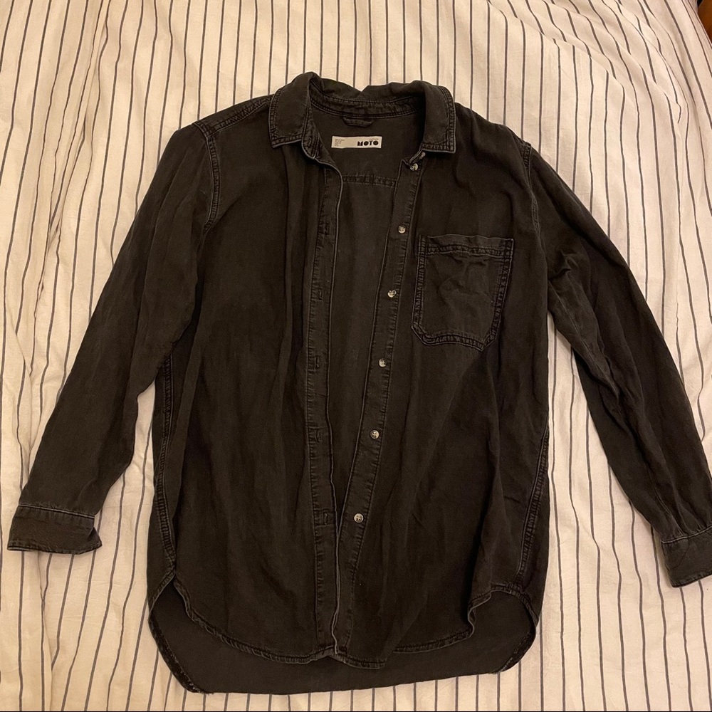 Topshop Black Oversized Denim Shirt